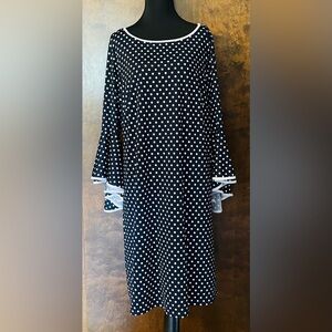 Roz & Ali size 1X Navy blue and white polka dots dress mid length